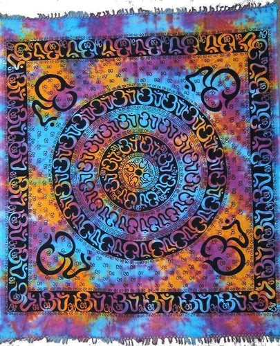 Tapestries Om Mandala with Fringe - Tie-dye - Tapestry 100068