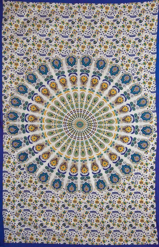 Tapestries Peacock Mandala - Blue and Green - Tapestry 101301