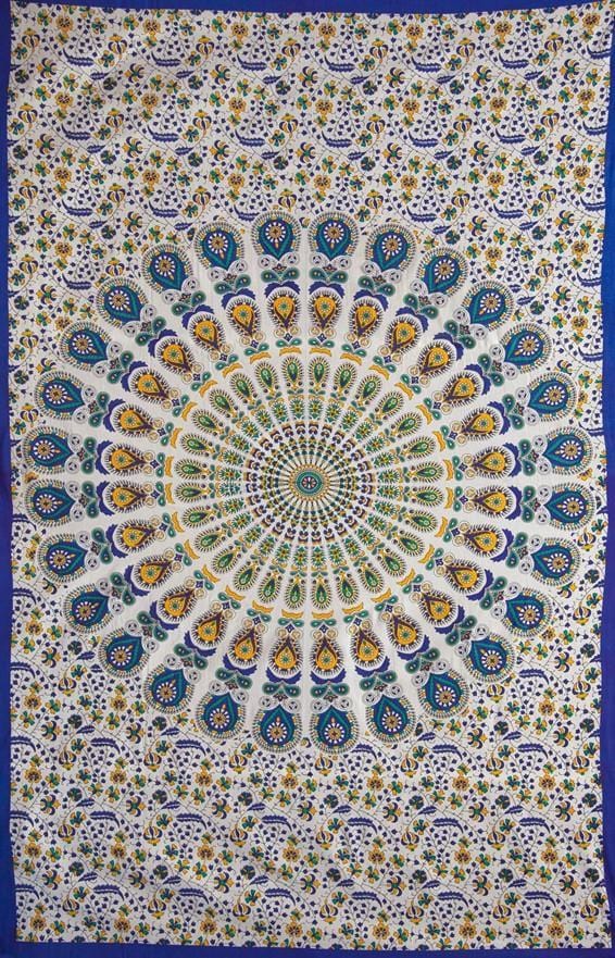 Tapestries Peacock Mandala - Blue and Green - Tapestry 101301