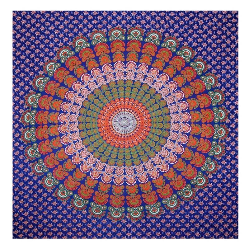 Tapestries Peacock Mandala - Blue and Orange Fade - Tapestry 101330