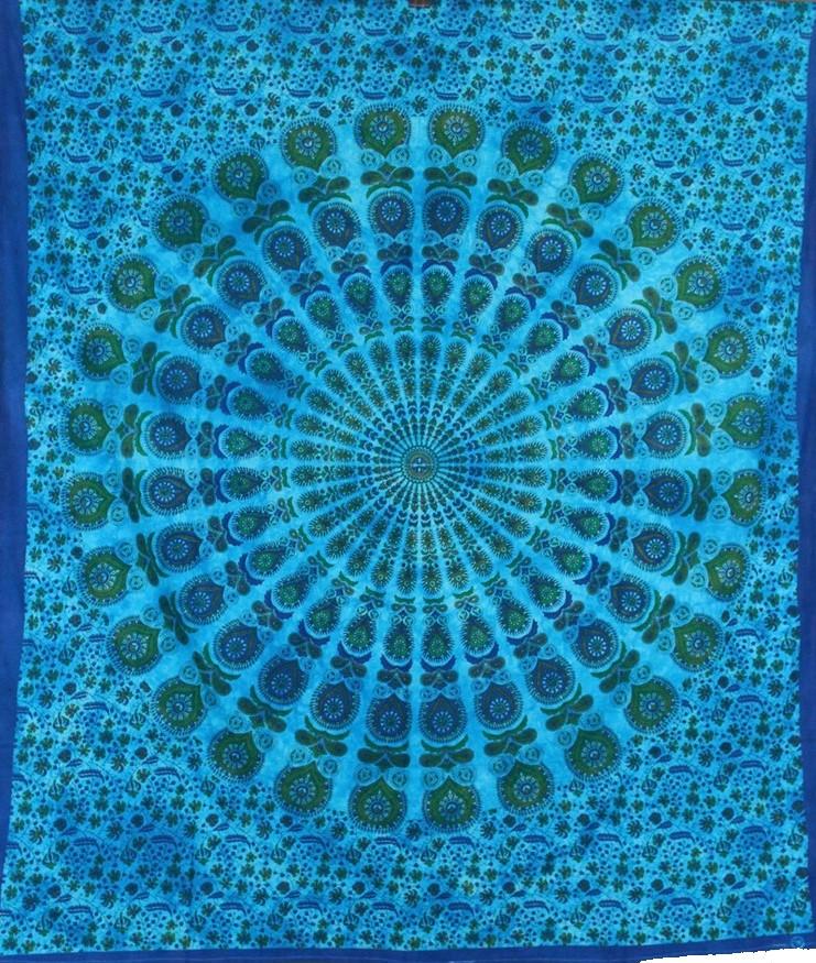 Tapestries Peacock Mandala - Blue Tie-Dye - Tapestry 101561