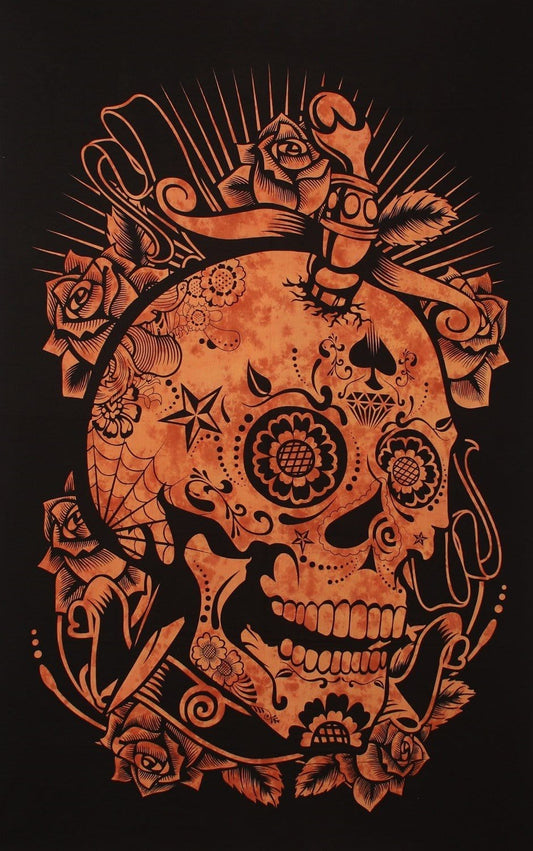 Tapestries Skull - Orange Tie-Dye - Tapestry 100582