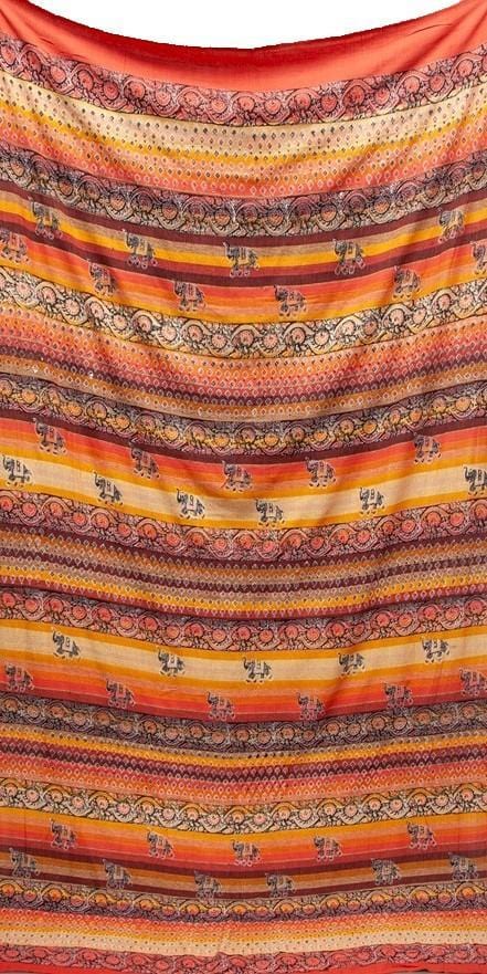 Tapestries Striped Paisley and Elephant - Orange - Tapestry 101310