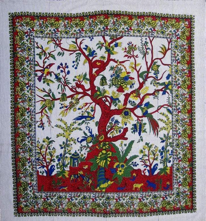 Tapestries Tree of Life with Fringe - Natural - Tapestry 009622