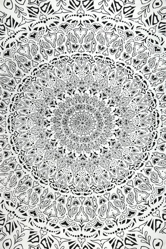 Tapestries Tropical Mandala - Black and White - Tapestry 100597