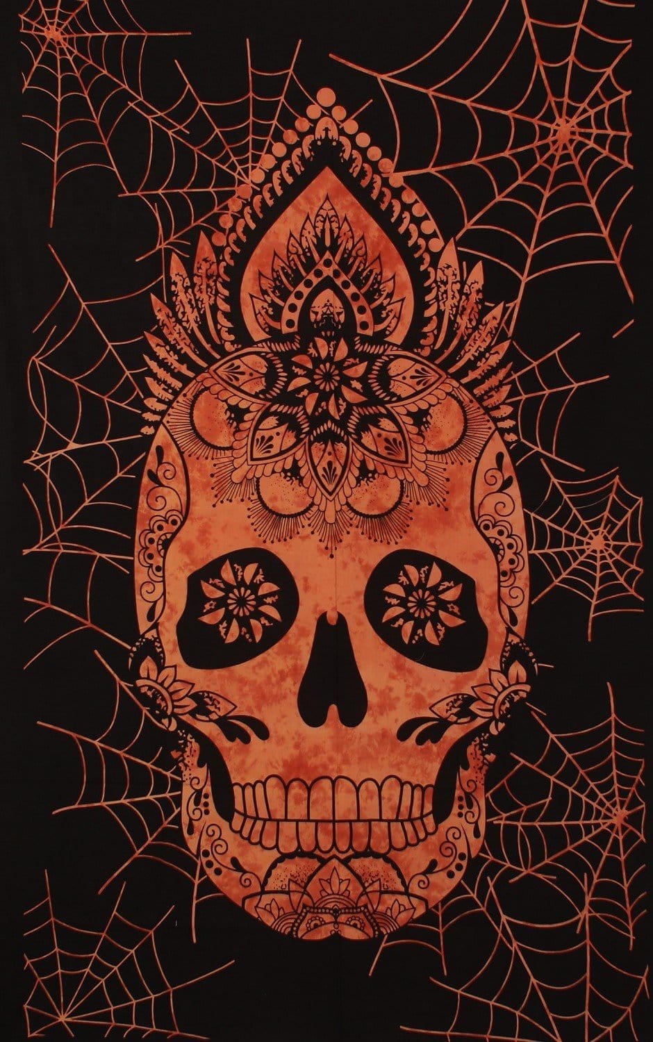 Tapestries Web Skull - Orange Tie-Dye - Tapestry 100584