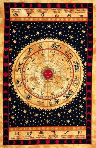 Tapestries Zodiac Astrology - Gold Tie-Dye - Tapestry 100199