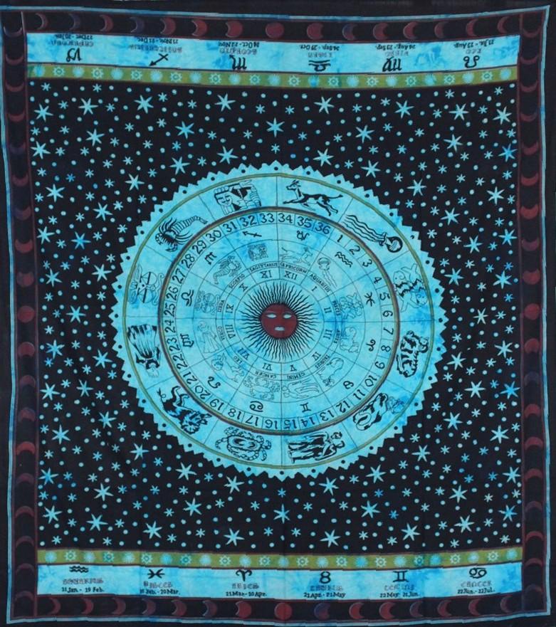 Tapestries Zodiac Astrology - Turquoise - Tapestry 100203