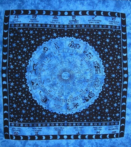 Tapestries Zodiac with Fringe - Blue - Tapestry 100200