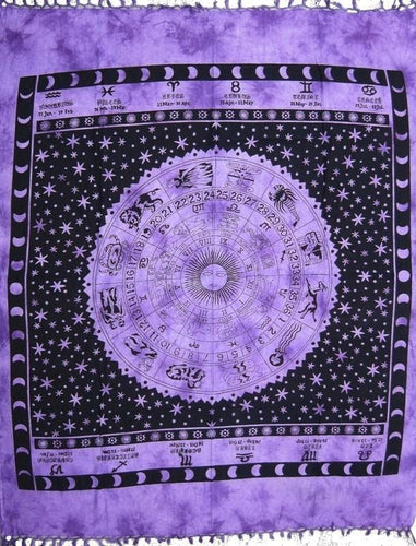 Tapestries Zodiac with Fringe - Purple - Tapestry 006147